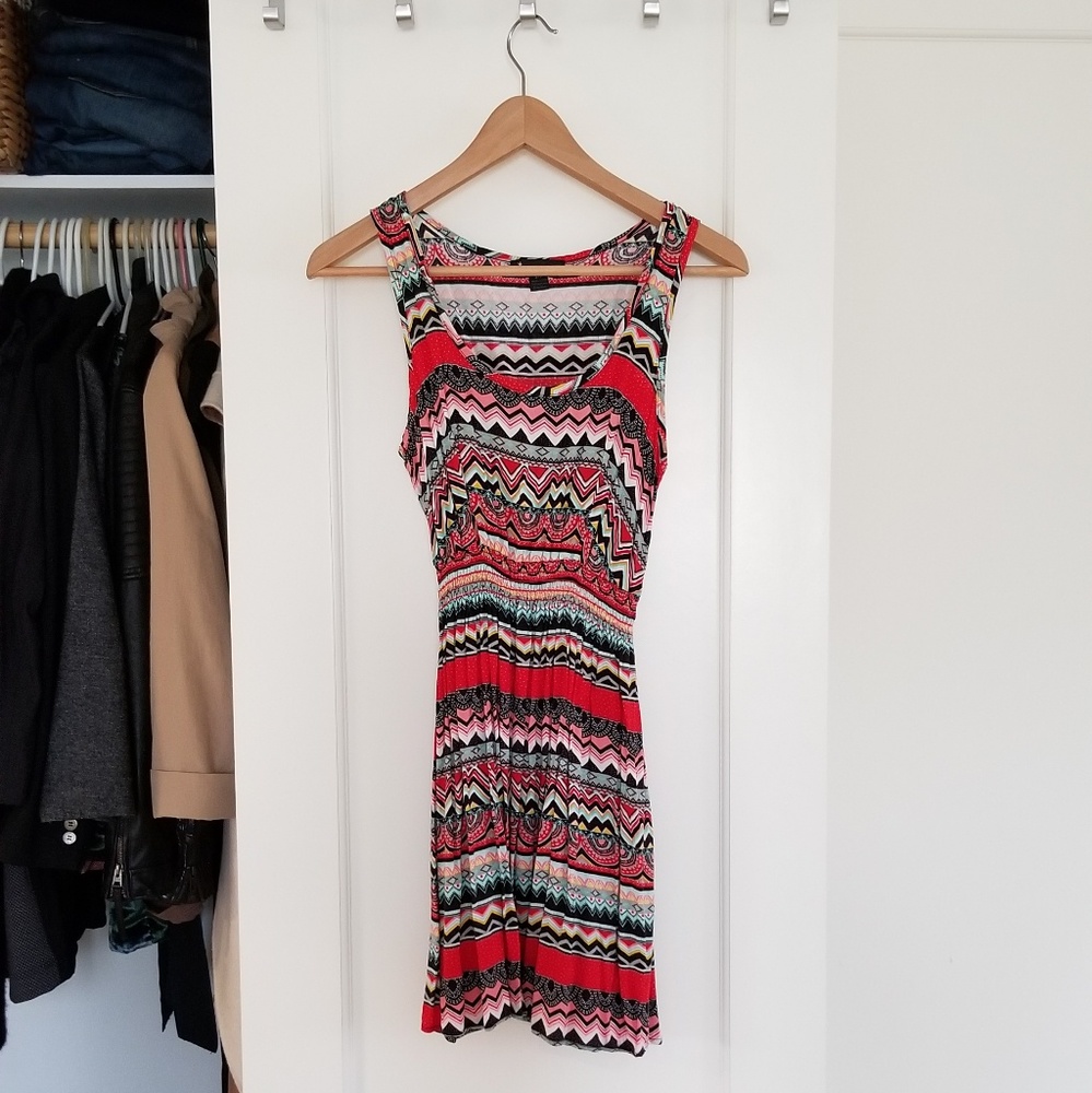 Forever21 Red Tribal Print Jersey Short Dress